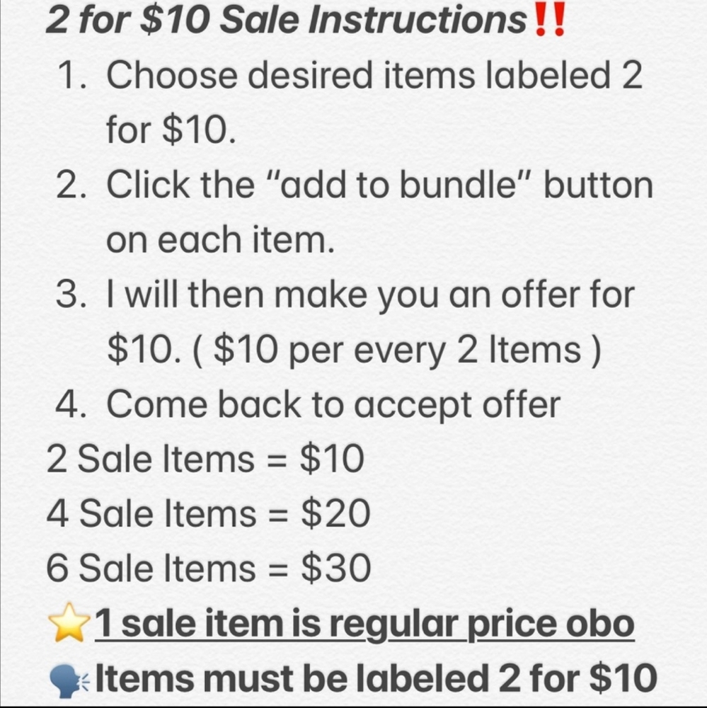 2 for $10 sale!!!